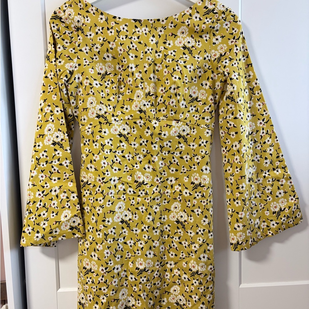 Zara Mustard Yellow Floral Mini Dress